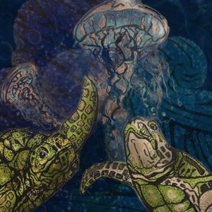 Sea Turtles 2- 12” x 12” archival fine art signed prints. Limited